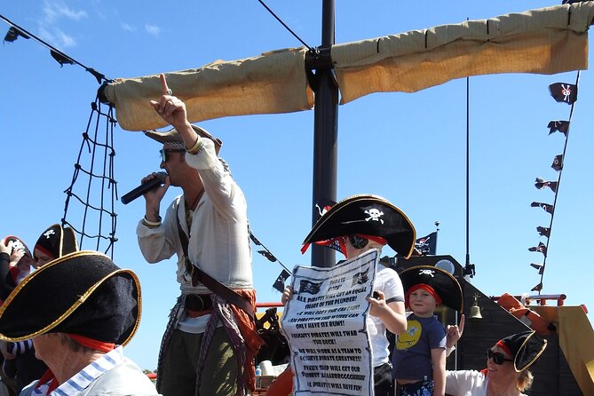 The Pirate Cruise in Mandurah on Viator - The pirate activities: wheel, bell, costume, and photo spots